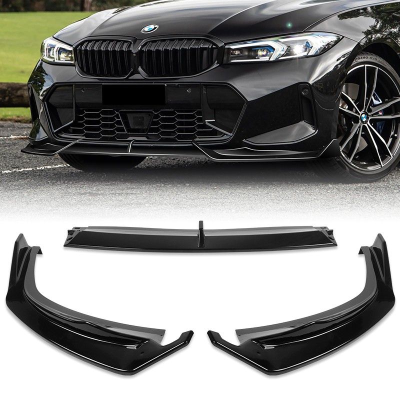 For 2023-2024 BMW 3-Series G20 M-Sport GT-Style Painted Black Front Bumper Lip -(2-PU-357-PBK