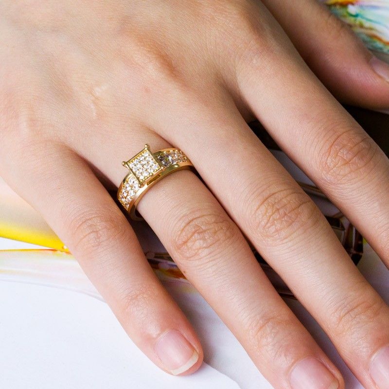 "Refine Square Zircon Luxury Princess Fashion Square Rings for Women, EVGG1262