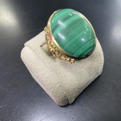 14k Yg Nugget Filigree Stlye Malachite Ring
