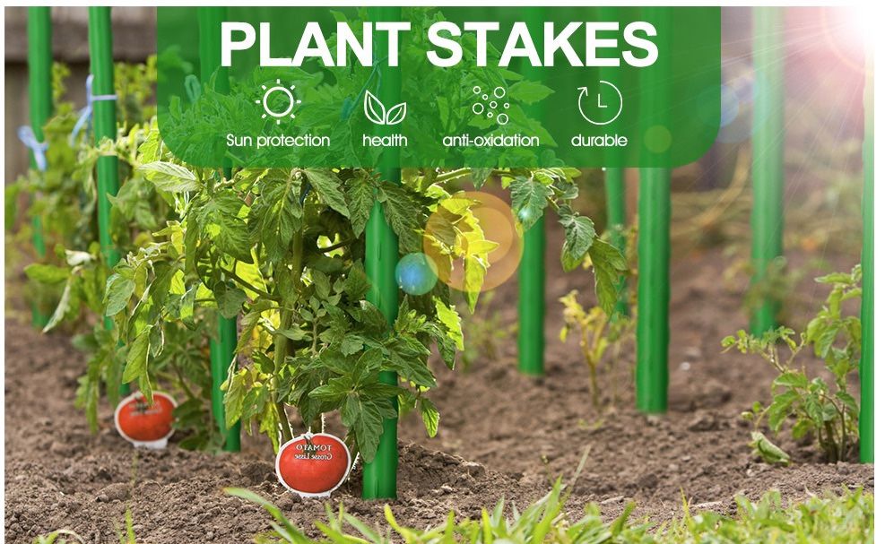 WAENLIR Garden Stakes 6ft Sturdy Plant Sticks/Support, Tomato Stakes, Pack of 25 -new -No Issues Material Wood,Plastic,Bamboo,Steel Color Green Br