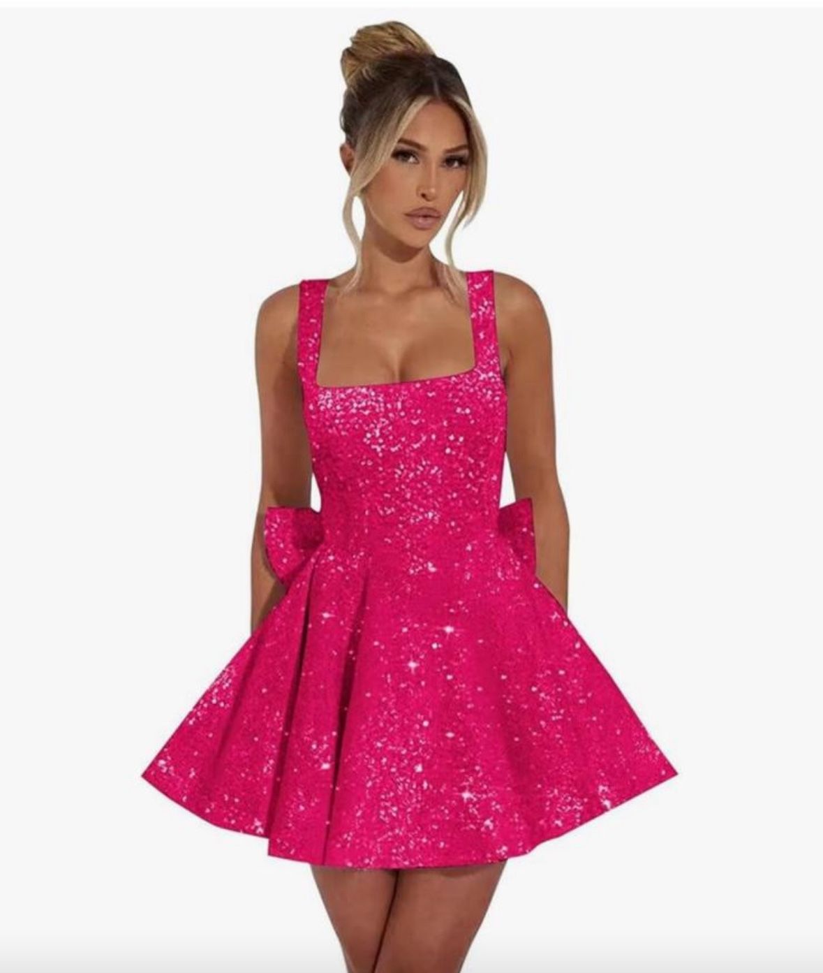 Square Neck Sequin Homecoming Dress