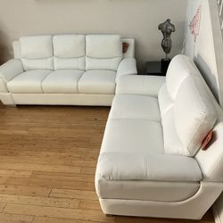 💥AMAZING LEATHER MATCH White Sofa Set (Sofa - Loveseat) 👍FREE FINANCING AVAILABLE❗NO CREDIT CHECK❗ 