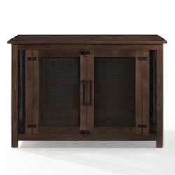 42” Brown Console Table with Built-In Pet Crate-furniture