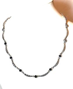 Designer EBJ .925 Onyx & Marcasite Collar Necklace