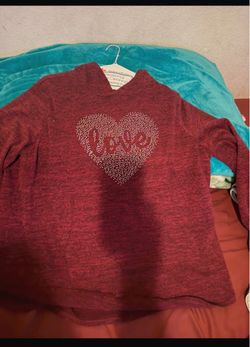 Red Rhinestone Heart 'Love' Long Sleeve Top
