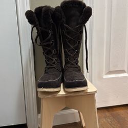 LAMO Suede/Fabric Women Boots Brown Size 7