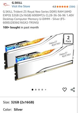 G.SKILL Trident Z5 Royal Neo Series DDR5 RAM (AMD EXPO) 32GB (2x16GB) 6000MT/s CL28-36-36-96 1.40V Desktop Computer Memory U-DIMM - Silver (F5-6000J28