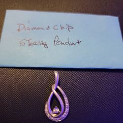 Sterling Diamond 💎 Chip Pendant 
