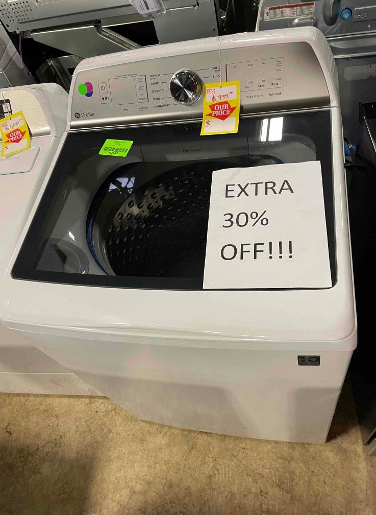 GE PTW600BSRWS Profile 5-cu ft High Efficiency Impeller Top-Load Washer