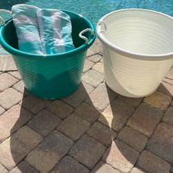 Large outdoor pool buckets