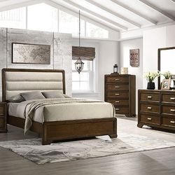 💎 4 PIECE BEDROOM SET QUEEN BED FRAME DRESSER MIRROR NIGHTSTAND RECAMARA TOCADOR ESPEJO💎
