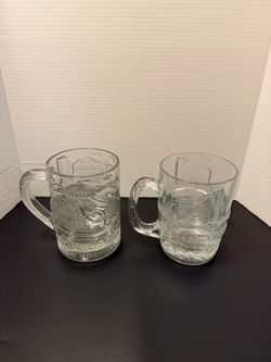 Vintage Las Vegas Mugs - 6.5" Circus Circus & 6" Stardust Heavy Glass