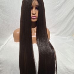 Human Hair Blend Lace Front Wig  40 Inches Long.  Curling Iron Safe 