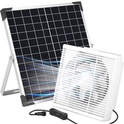 8 Inch Solar Powered Fan, 20W Solar Panel IP65 Waterproof with Solar Exhaust Fan for Greenhouse, Shed, Chicken Coop, Pet Houses 50+ bought in past mon