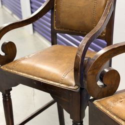 RH like - High Bar Solid Wood And Leather Spanish Style Bar stools 