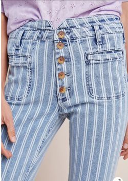 New Anthropologie Striped Acid Washed Jeans Size 32