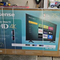 Hisense 75" Class 4k UHD LED LCD Roku Smart TV HDR R6 ( Brand New)