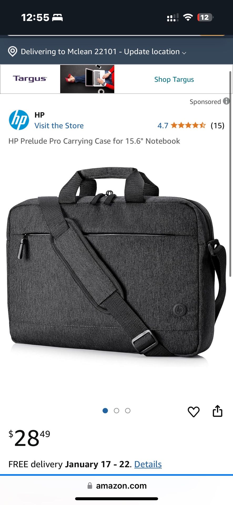 NEW HP Prelude Pro Carrying Case for 15.6" Notebook
