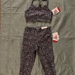 Girls Reebok 2 pc athletic stretch pants and sports bra Sz 6X