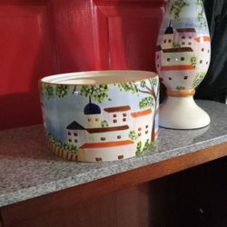 Pretty Serving Bowl And Candle Holder