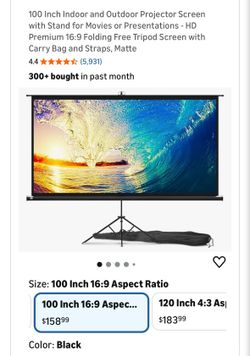 Portable Projector Screen with Stand 100 inch