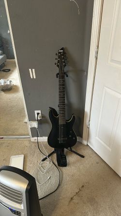 Used Schecter Guitar Research DIAMOND SERIES 7 STRING Black Solid Body Electric Guitar