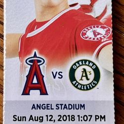 2018 LA Angels vs Oakland Athletics – Shohei Ohtani Rookie (RC) Pictured Ticket Stub (8/12/18)