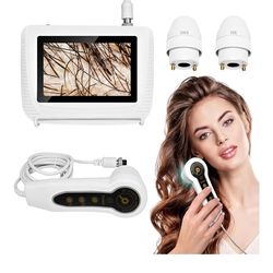 Skin Hair Analyzer 5 Inch Digital Skin & Hair Analyzer with 50x/200x Lenses, Portable Scalp Analyzer, Rechargeable Skin Detector, High-Definition Lcd 