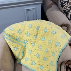 Beautiful Handmade Crocheted Quilt. 33”X56”. 