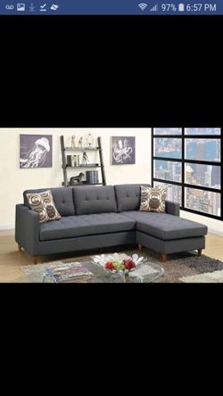 New blue grey polyfiber sectional