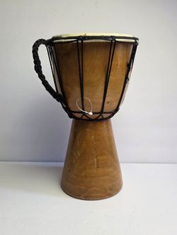 African Djembe Wooden Drum ~ Musical Instrument  ~ Percussion 12" x 7"