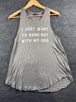 Medium Gray Hang Out With My Dog Graphic Tank Top Pet Lover