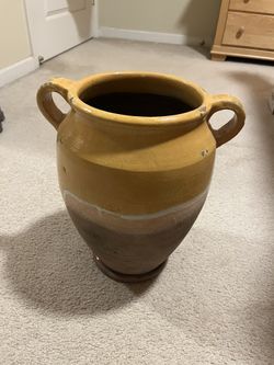 Antique French Confit Pot Terracotta With 2 “Ear” Handles, Home Decor