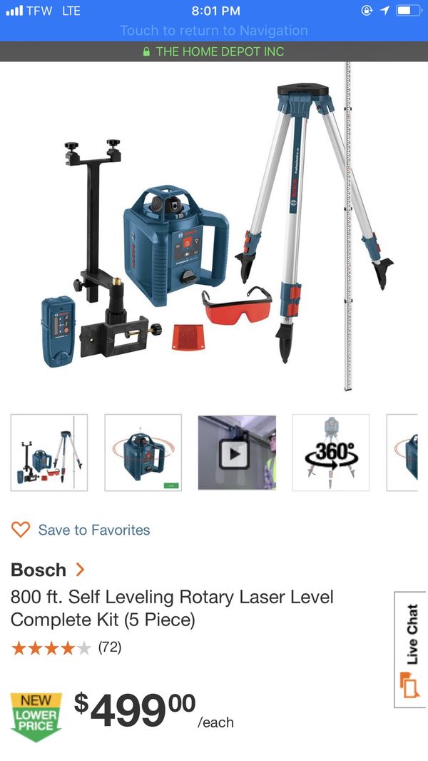 Bosch 800ft Self Leveling Rotary Laser Level Complete Kit For Sale