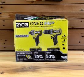 RYOBI
ONE+ HP 18V Brushless Drill/Impact Combo +2Ah Batteries