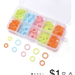 240 Pieces Knitting Stitch Marker, Plastic Smooth Coloured O-Rings with Clear Storage Box, Crochet Ring Assorted Knitting Needle Clip Multiple-size