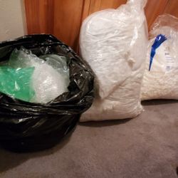 3 Bags Of Packing Peanuts, Air Bags & Bubble Wrap