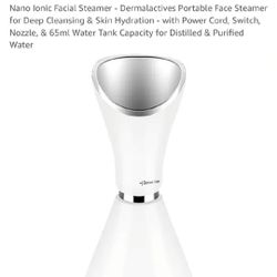 Nano IONIE Facial Steamer Dermalactives Portable Deep Cleansing & Skin Hydrotation W Power Cord Switch Nozzle & 65ml Water Tank Capacity 