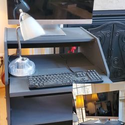 Computer Desk With Task Wheel Chair And Lamp