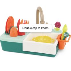 Kids Play Sink Pretend Kitchen Dishwasher Fregadero Lava Plato De Jugar Funciona De Verdad Con Agua 