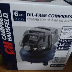 Brand New Lifetime Campbell Hausfeld Pancake 6 Gallon Oil Free Portable Air Compressor