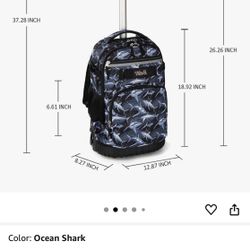 Tilami Rolling Backpack Armor Luggage School Travel Book Laptop 18 Inch Multifunction Wheeled Backpack for Students