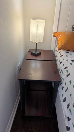 Dark Brown Nightstand with Open Shelf