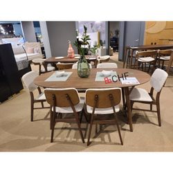 Mid Century Modern 7 Piece Dining Table Set - Limited Time Offer