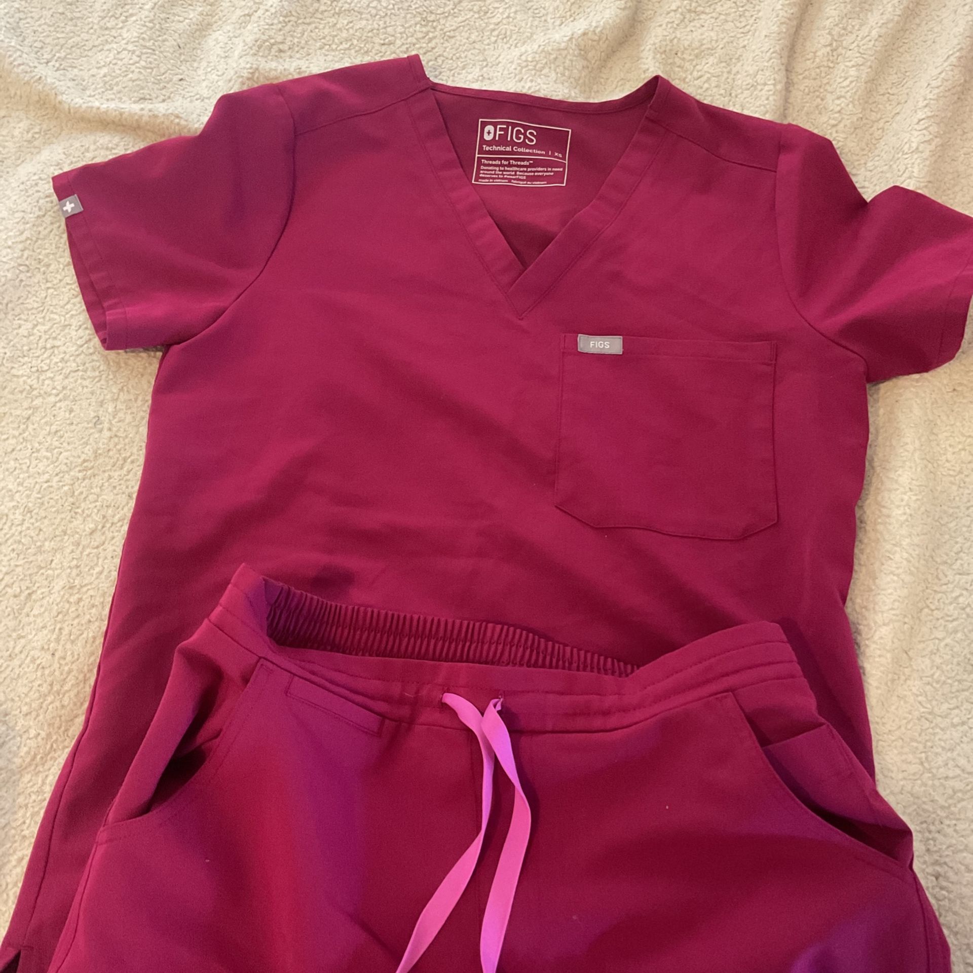 Burgundy With Pink Draw String