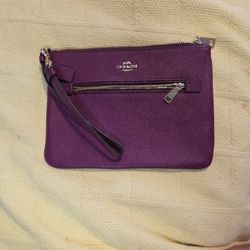 Leather Wristlet Purse Coach