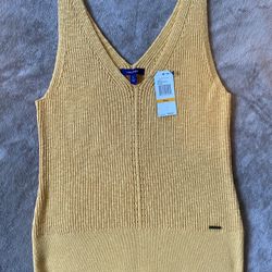 Nautica, Knit Top, Gold/Yellow, Small
