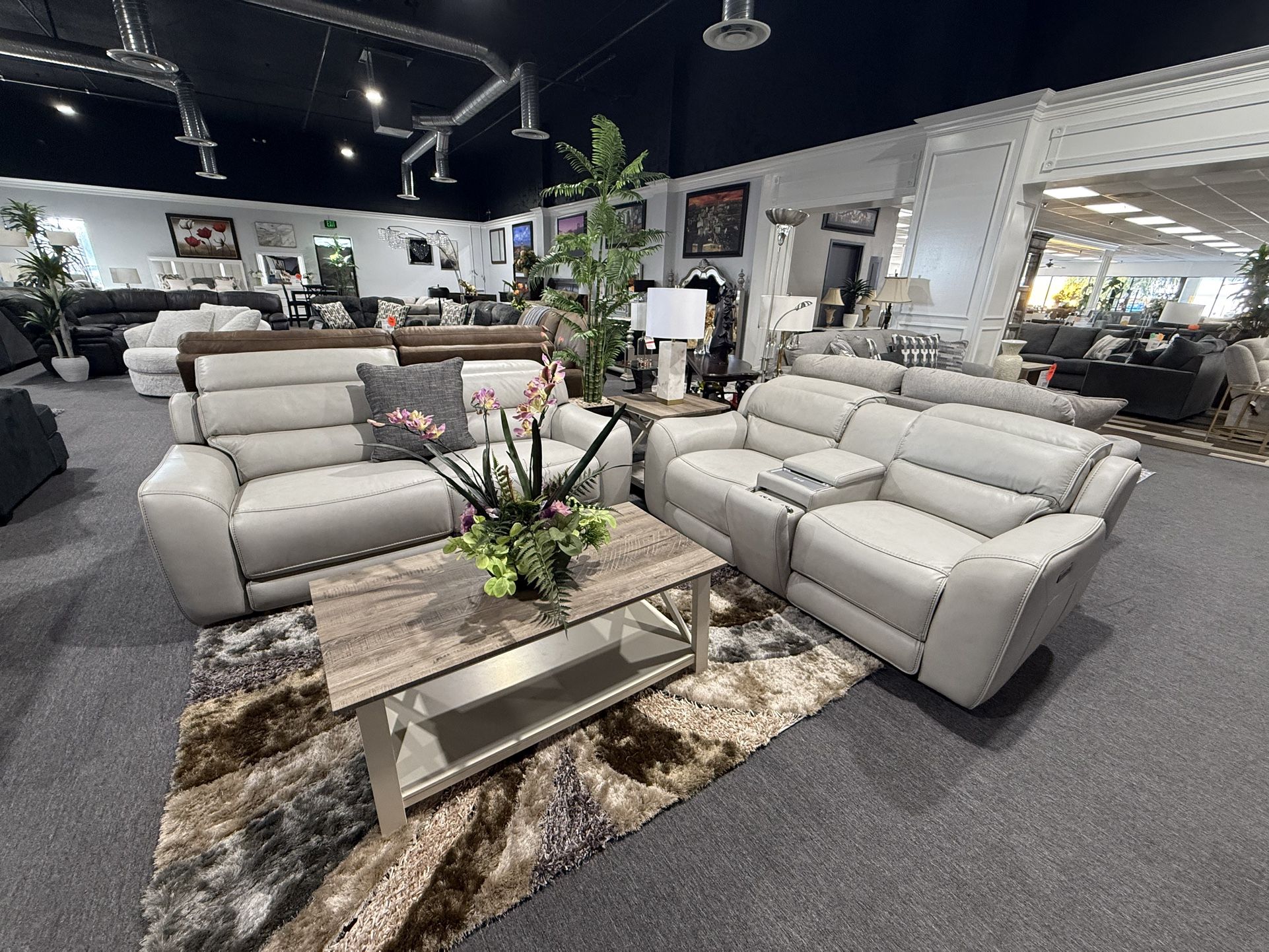 2 Pc Sofa And Loveseat Power Recliner With Adjustable Headrest Cup Holders And Bluetooth Charger 