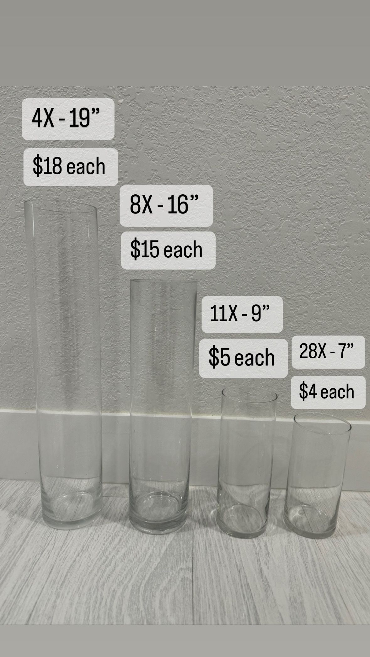 Glass Cylinders, Tea Light Candle Holders And Floating Candles