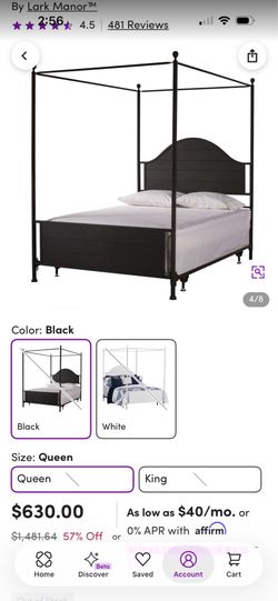 Queen metal canopy bed